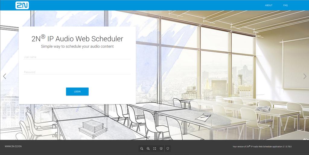 2N IP Audio Web Scheduler Co je dobré vědět Pro přihlášení do Web Scheduleru je nutné mít uživatelské jméno, heslo a oprávnění. Vše vám nastaví správce systému pomocí Control Panelu.