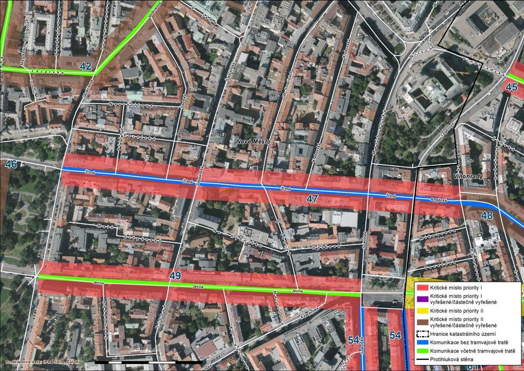 47 Nové Město Žitná, Anglická V ulicích Anglická a Žitná bylo lokalizováno kritické místo v úseku mezi Karlovým náměstí a křižovatkou s ulicí Bělehradská.