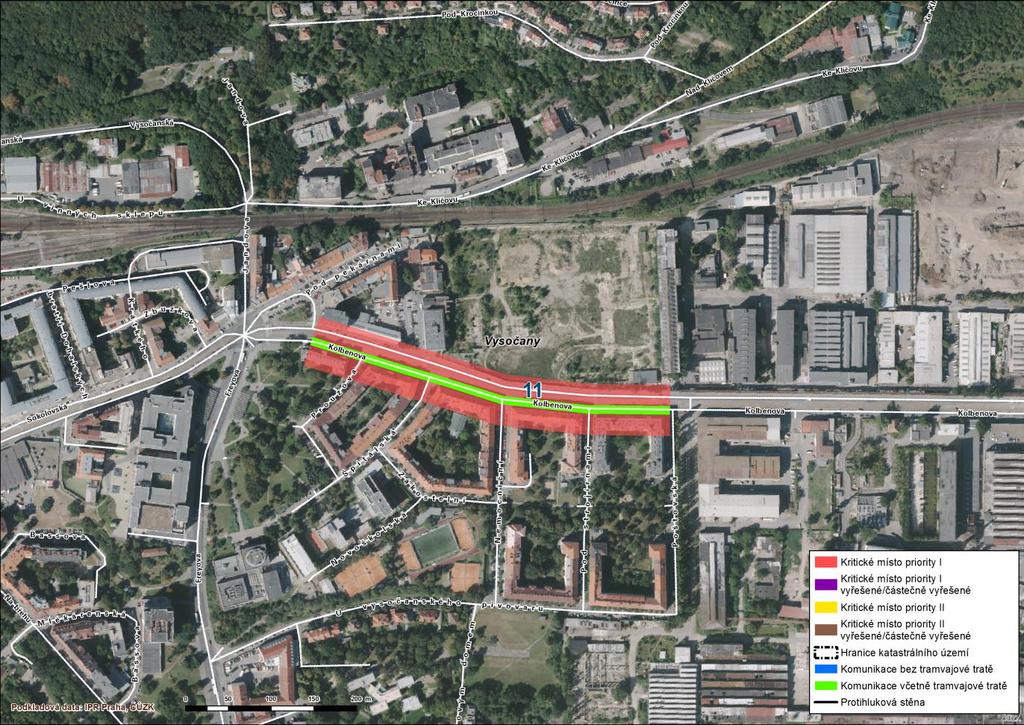 11 Vysočany Kolbenova V ulici Kolbenova bylo lokalizováno kritické místo mezi křižovatkou s ulicí Poštovská a náměstím Organizace spojených národů.