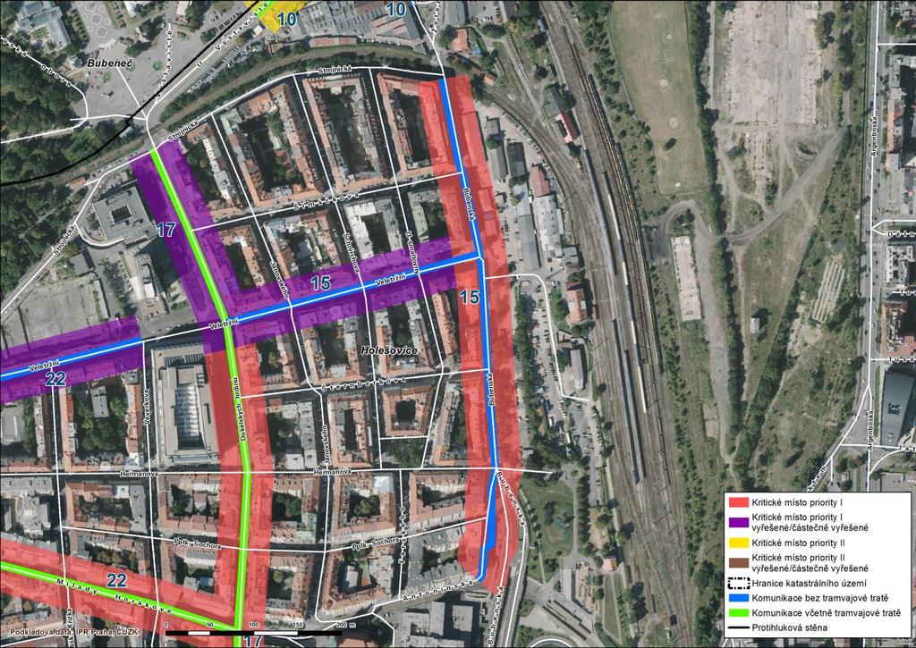 15 Holešovice Bubenská, Veletržní V ulicích Bubenská a části ulice Veletržní v úseku od křižovatky s ulicí Veletržní byla lokalizována kritická místa.