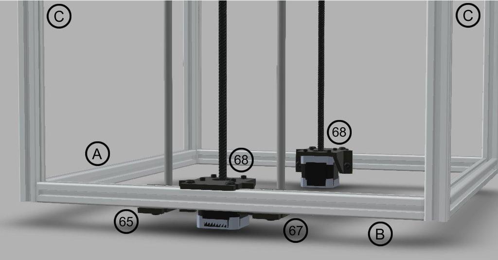 inbus půlkulatá hlava (6) 4 x Nožky gumové (7) 1. Vyměřte středy obou spodních 380 mm profilů (A). 2.