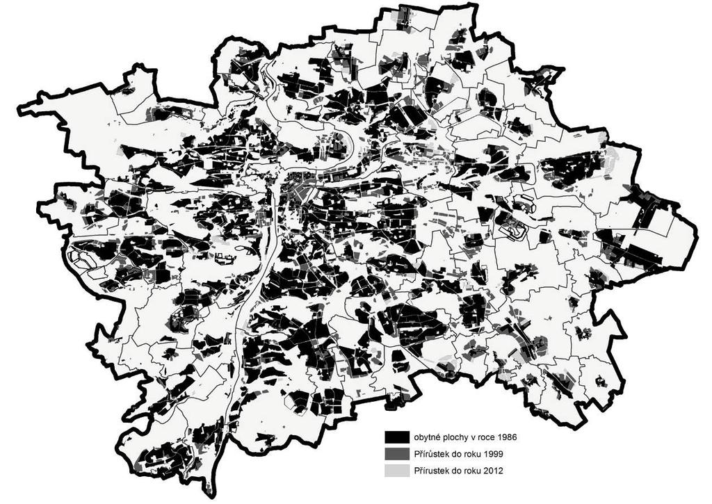 Nové lokality bydlení byly často realizovány při okrajích kompaktního města a jednotlivých sídel, na rozvojových plochách, ale i v prolukách stávající zástavby, případně transformací zahrádkových
