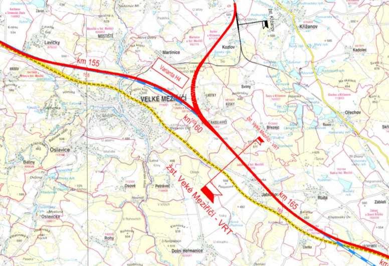 Dosavadní výsledky zázemí terminálu Velké Meziříčí: ztotožnění obce VM a terminálu VRT: cca 5 6 km od centra města akceptovatelná nepřesnost (?