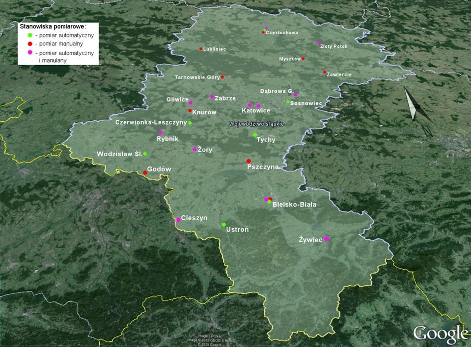 2. Komparace systémů monitoringu kvality ovzduší provozovaných ve Slezském vojvodství a Moravskoslezském kraji Slezské vojvodství Vojvodský inspektorát pro ochranu životního prostředí (Wojewódzki