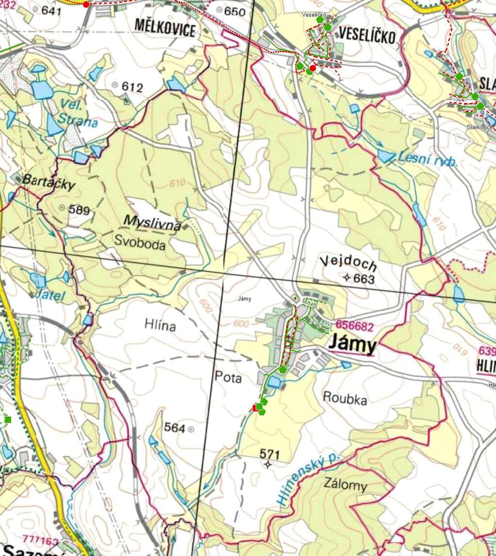 MAPA - KANALIZACE Trasování sítí, lokalizace ČOV, čerpacích stanic, výústí, odlehčovacích komor