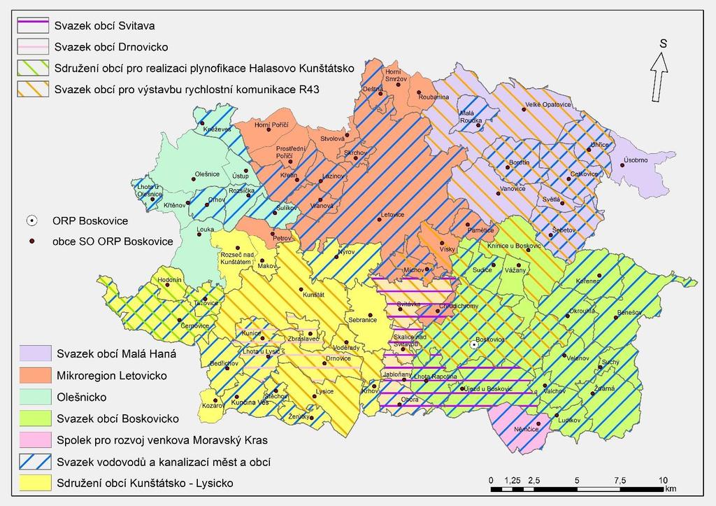 2 Souhrnná zpráva za všechny DSO v území Ve správním obvodu ORP Boskovice působí 11 dobrovolných svazků obcí (Mikroregion Letovicko, Olešnicko, Sdružení obcí Kunštátsko-Lysicko, Spolek pro rozvoj