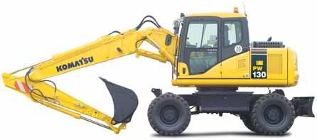 HYDRAULICKÉ KOLOVÉ RÝPADLO Vznětový, přeplňovaný motor Komatsu SAA4D102E-2 o výkonu 78 kw s přímým vstřikem a předchlazením splňující emisní omezení Stage II Vzduchový filtr se dvěma vložkami,