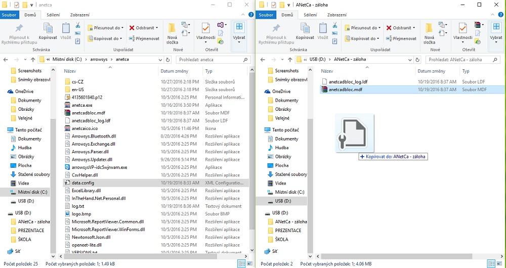 Zálohování dat VÁŠ CERTIFIKÁT (SOUBOR S PŘÍPONOU.p12) Soubory jsou nejčastěji uloženy zde: C:\arrowsys\anetca Záloha na externí zařízení 1.
