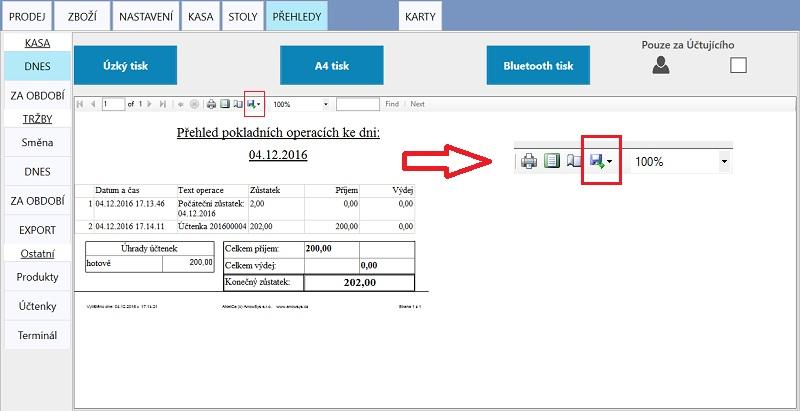 Jak dostat přehledy tržeb do PDF, Excelu nebo Wordu Jak dostat přehled