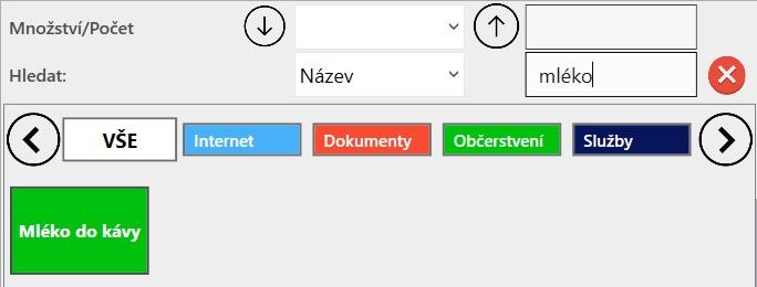 Prodej *tlačítkem červeného křížku vedle pole hledání vymažete zadaný řetězec Ceny/cenové hladiny Zde nastavíte cenové hladiny.