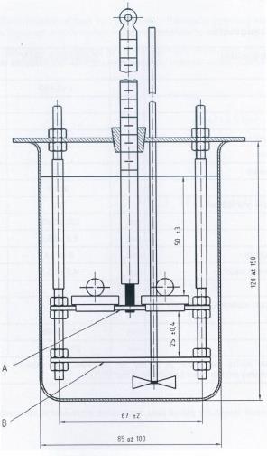 teploměr s minimální přesností 0,2 C (0,5 C při bodu měknutí nad 80 C) vrtulové nebo magnetické míchadlo s topnou plotýnkou (zajišťuje rovnoměrnou distribuci tepla v kapalinové lázni) v případě