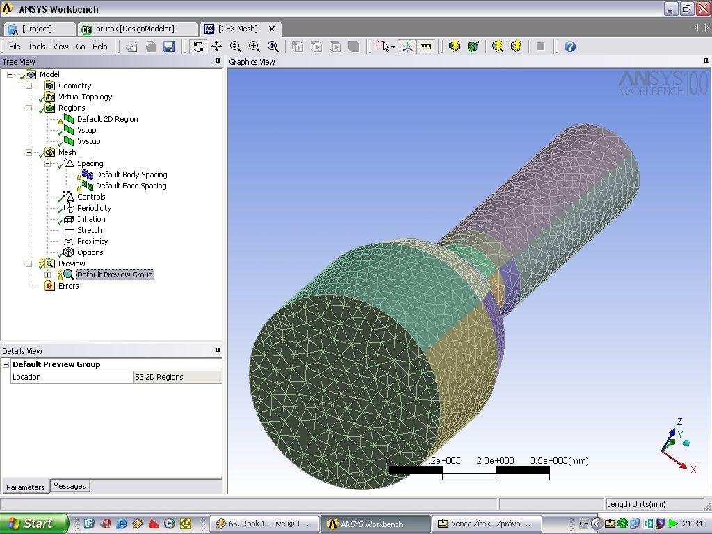 3. Příprava simulace Poprvé spouštíme program AnSYS CFX-Pre. Zde budeme připravovat simulaci a zadávat podmínky proudění.