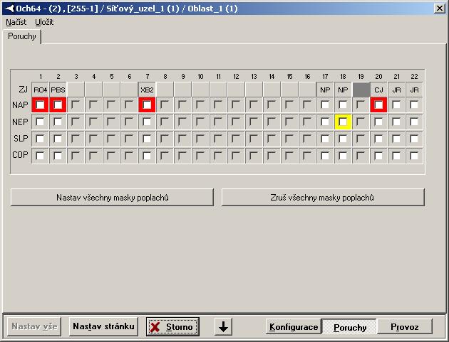 1.8.1 Poruchy Po otevření dialogu bloku PCM30U a volby kategorie Poruchy se zobrazí okno podle následujícího obrázku.