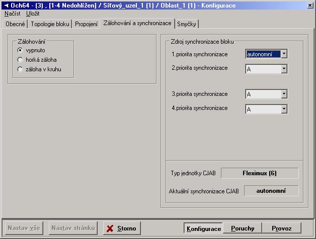 1.8.2.4 Zálohování a synchronizace Na této stránce lze zvolit typ zálohování a jemu odpovídající způsob synchronizace CJAB. Při ztrátě signálu z 1. priorita synchronizace se synchronizace přepne na 2.