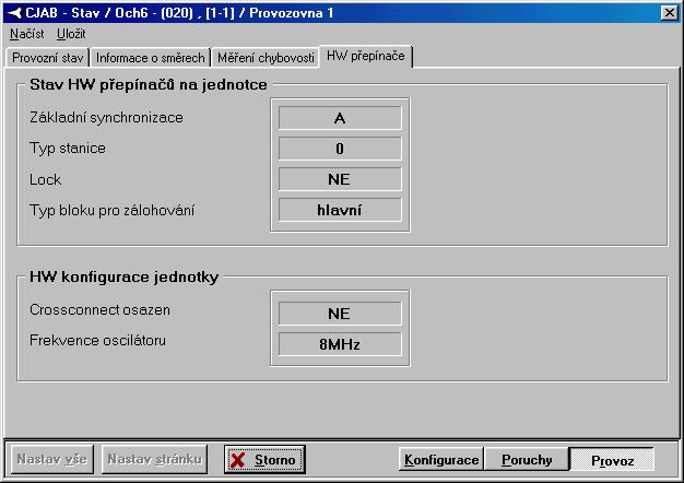 2.1.3.4 HW přepínače Na stránce HW přepínače je zobrazeno aktuální nastavení přepínačů na jednotce CJAB a konfigurace jednotky. Lock Uzamčení konfigurace propojkou na jednotce.