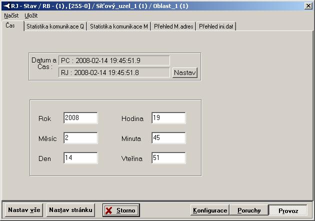2.8 Provoz 2.8.1.1 Čas Na stránce Čas jsou informace o reálném čase počítače a řídicí jednotky.