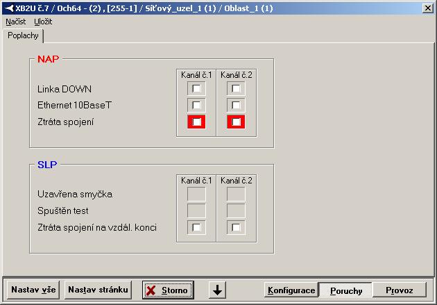 2.11.2 Poruchy 2.11.2.1 Naléhavé poplachy (NAP) Linka DOWN Došlo k odpojení přívodního kabelu. Ethernet 10baseT Na rozhraní Ethernet navázáno spojení rychlostí 10Mbit, přenos nefunguje.