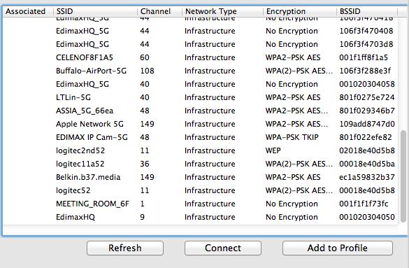 VII-3-3. Available Network Záložka Available Network vypisuje seznam všech dostupných Wi-Fi sítía informací o každé z nich.