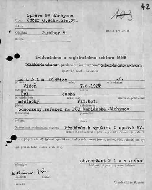 Přeregistrování agenturního svazku Oldřicha