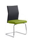 N4 konferenční židle stohovatelná, kostra ocelová pérová v barvě černá, polyuretanové područky, čalouněný opěrák v látce STYLE-STRIP, BAR- CODE, opěrák