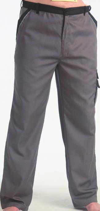 pasu moderního střihu, 100% bavlna, 205 g/m 2, kombinace šedá/černá, velikosti 48-62 Fashionable working trousers, 100% cotton, 205 g/m 2, grey/