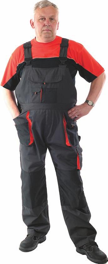 ODĚVY MONTÉRKY - ČERVA EMERTON overal Montérkový overal zhotovený z velmi kvalitní tkaniny, 65% polyester / 35% bavlna, 280 g/m 2, vyztužení materiálem 600D polyester, kombinace černá / oranžová,