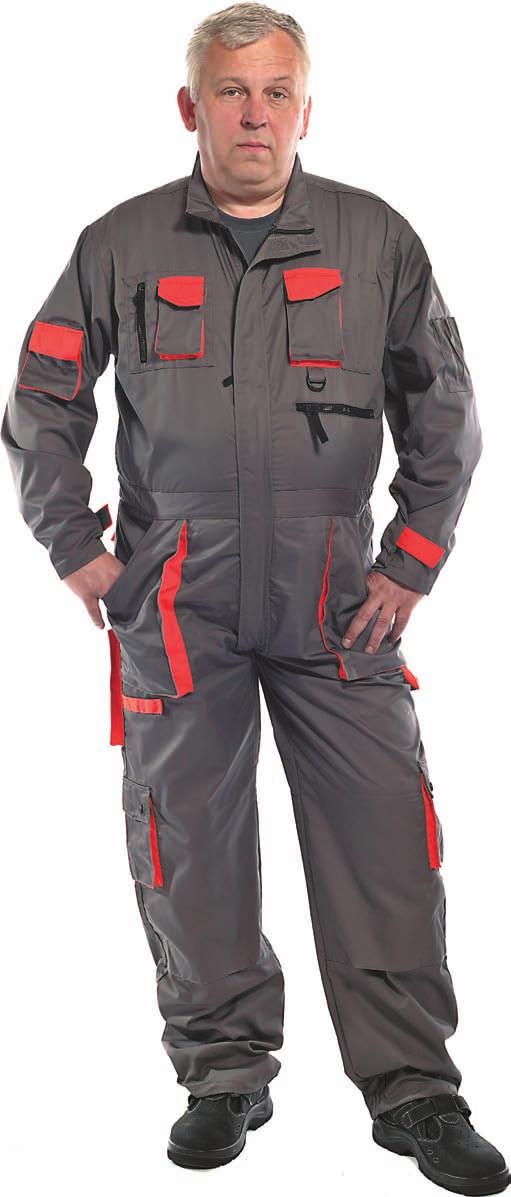GARMENTS BOILER SUITS - ČERVA DESMAN overal Overal moderního střihu, 65% polyester / 35% bavlna, 235 g/m 2, kombinace šedá / oranžová, velikosti 48-64 In fashion working overall, 65% polyester / 35%