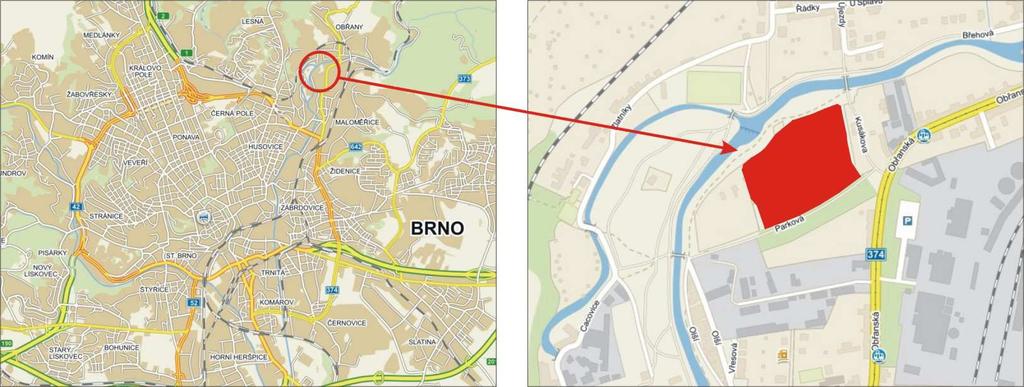 Výstavba bytového komplexu Zelené nábřeží Brno-Maloměřice DOKUMENTACE Prostor a okolí záměru v katastrálním území Brno - Maloměřice jsou pro účely zpracování tohoto oznámení nazývány tzv.