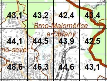 Výstavba bytového komplexu Zelené nábřeží Brno-Maloměřice Rozptylová studie V blízkosti navrhovaného záměru tedy dosahuje stávající imisní zátěž PM 10 průměrné denní koncentrace do hodnoty 44,5 µg.