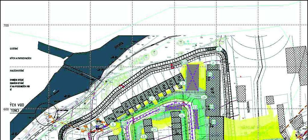 Obr. 19: Hluková mapa doprava obytného komplexu hladiny ve výšce 3 m nad terénem