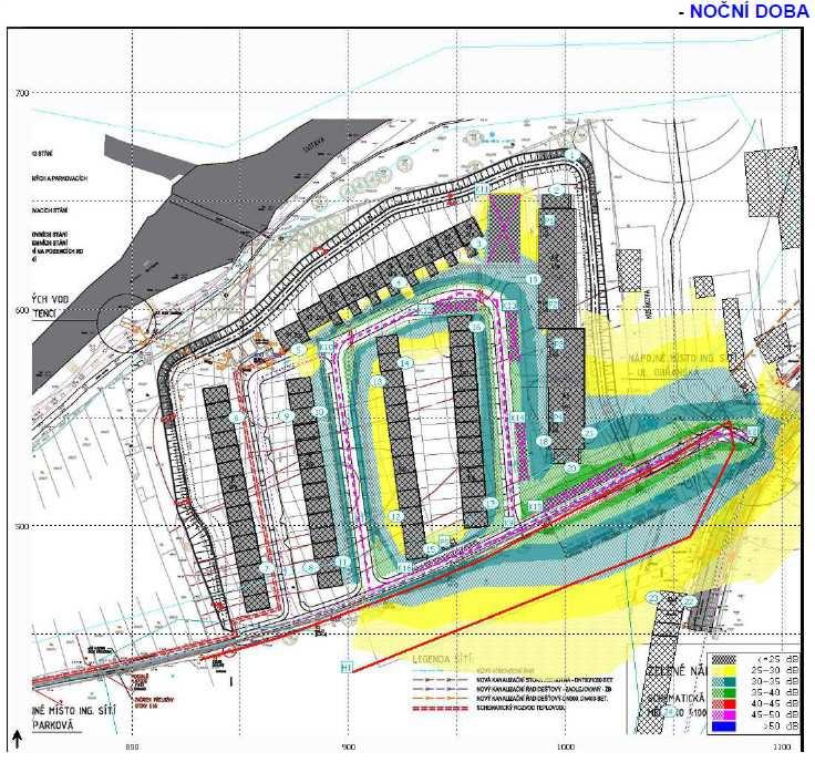 Výstavba bytového komplexu Zelené nábřeží Brno-Maloměřice DOKUMENTACE Noční doba (situace k
