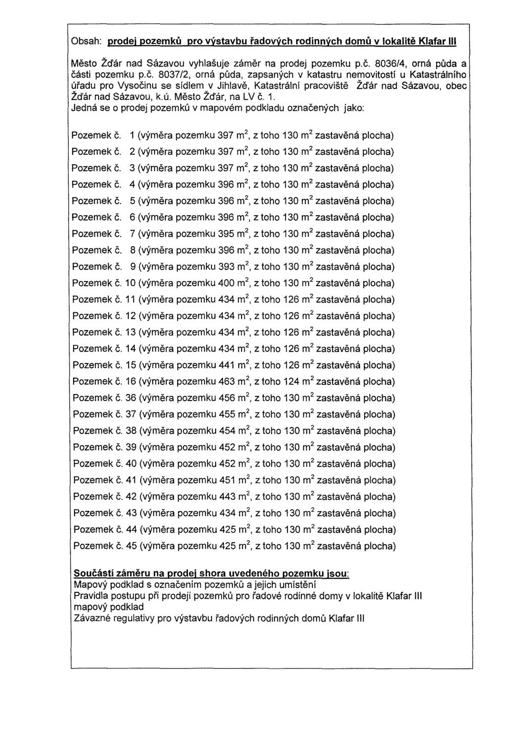Obsah: prodej pozemku pro vystavbu i'adovych