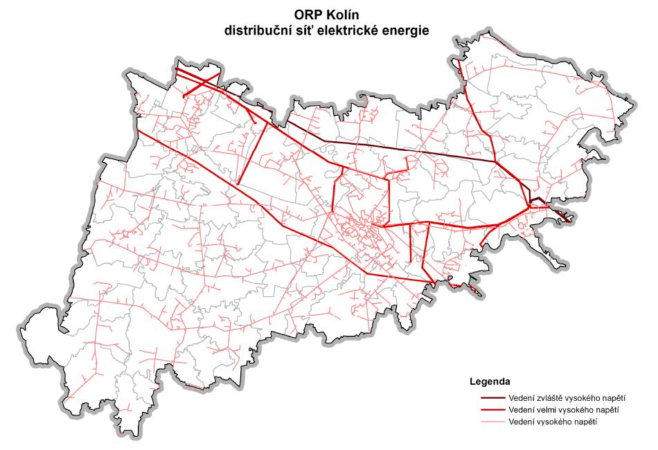 3.3.2 Zásobování plynem Středem a západní částí území SO OPR Kolín prochází vedení velmi vysokotlakého plynovodu směrem od jihovýchodu k severozápadu.