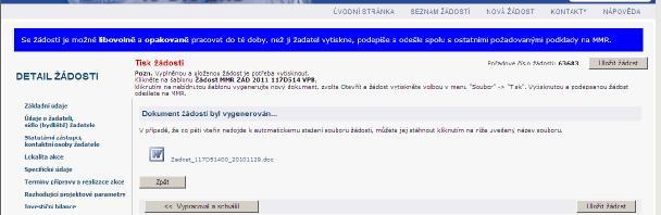 případně uložit na svůj disk. Poté je třeba vygenerovaný formulář vytisknout a podepsat.