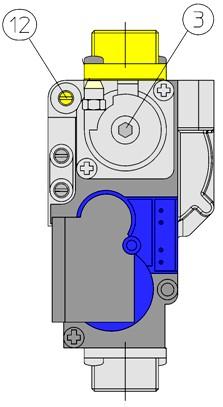 Pro plynové ventily DUNGS GB-ND-055-D01 S20 a HONEYWELL VK 4115 VE Jestliže je opravdu nutné změnit nastavení poměru vzduch plyn postupujte následovně: KROK 3b F - vložte vhodný analyzátor spalin do