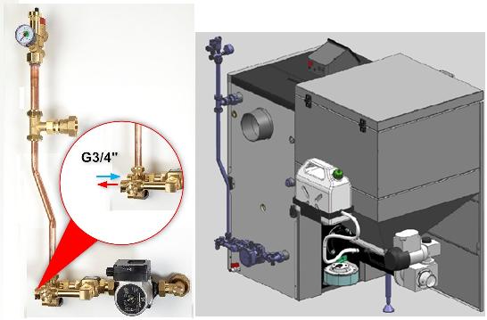 Sada bezpečnostní a provozní Kotel je nutno provozovat s minimální teplotou vratné vody 55 C. V nabídce je sada pro výkon 15 kw a výkon 20 25 kw.