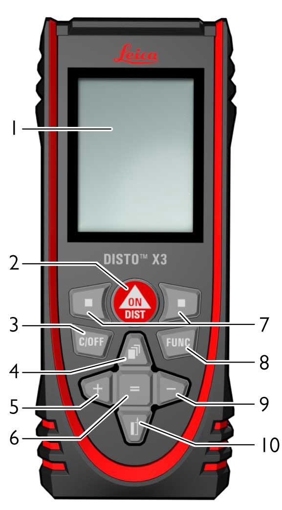 Přehled Pře h le d Součásti Leica DISTO je laserový dálkoměr pracující s laserem třídy 2. Viz kapitola Technické údaje, kde je uveden rozsah použití.