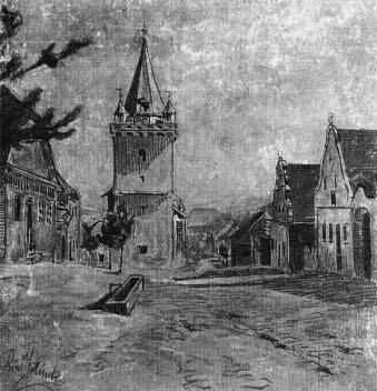 Pavlov Na návsi, kresba z roku 1900 Rudolf Jelínek 1373 fiádil v obci mor; 1426 vypálila husitská vojska vesnice kolem Pavlovsk ch kopcû, vtrhli také do Pavlova, kde zniãili kostel; 1490 získal