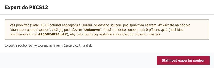 Nahrání certifikátu na Apple ios Vytváření certifikátu v Safari (mac OS) Pokud vytváříte certifikát v