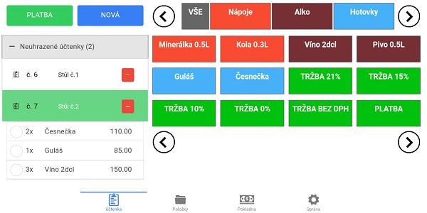Ukončete účtenku Až budou všechny položky přidány, přejděte zpět do kategorie "Účtenka" a přes velké zelené