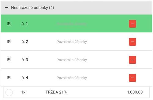 Rychlé obrázek: označená účtenka před provedením