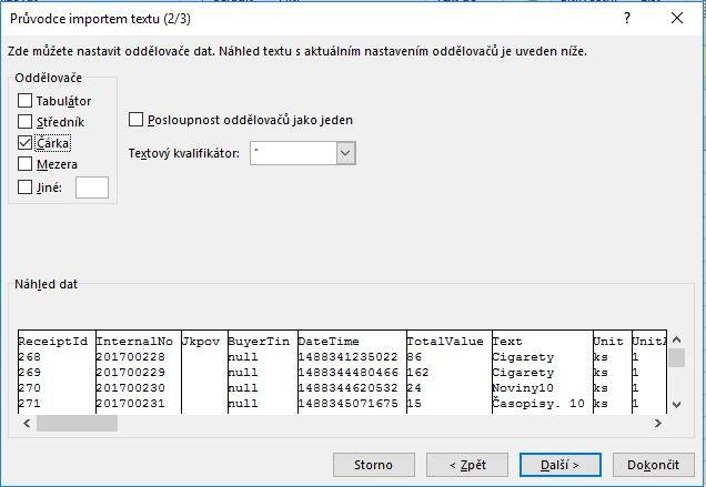 Výstup dat (export) 4/ Pro správnou funkci je nutné