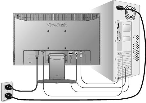 Rychlá instalace 1. Připojení napájecího kabelu a adaptéru AC/DC 2. Připojení videokabelu Zkontrolujte, zda jsou monitor LCD a počítač VYPNUTÉ. V případě potřeby odmontujte kryty zadního panelu.