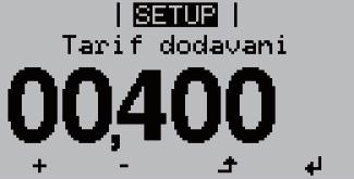 Druhá pozice bliká. 9 Opakujte kroky 7 a 8 pro druhou pozici, a rovněž pro první, druhou a třetí pozici za desetinnou čárkou do té doby, než... CS zvolený tarif dodávání bliká.
