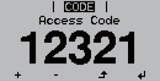 V nabídce CODE se zobrazí Access Code, první pozice bliká.