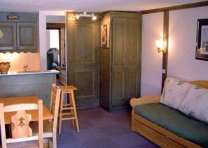 Studio ST4** (1 místnost, 24 29 m 2 ), v obývací části 2 osoby, v předsíni palanda, koupelna s WC, balkon s jižní orientací.