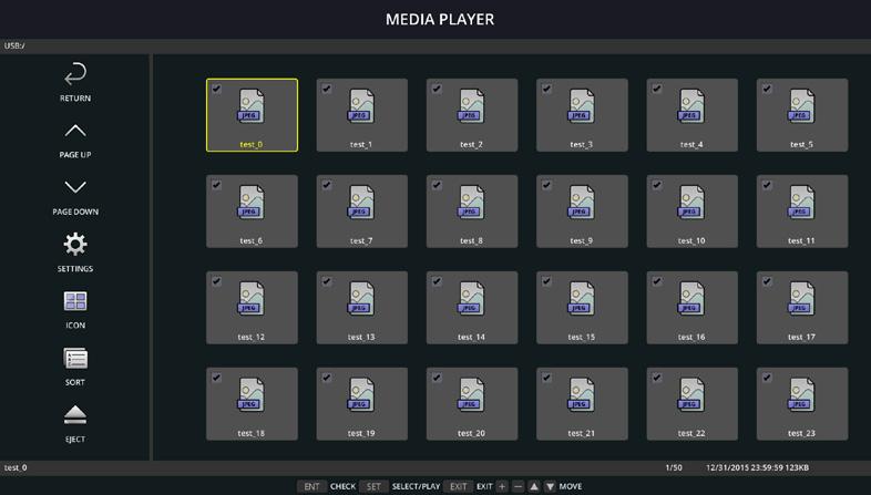 Připojení kompatibilního úložiště USB Aby bylo možné použít paměťové zařízení USB s funkcí Media Player (Přehrávač médií), při formátování zařízení použijte souborový systém FAT32 nebo FAT16.