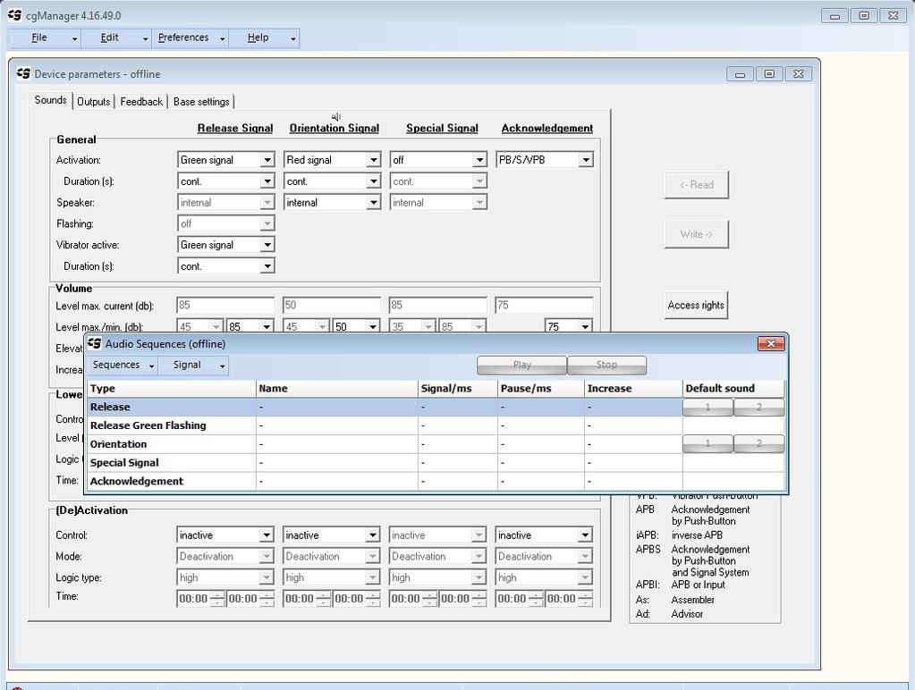 Software cgmanager se zobrazí s nevyplněnými tabulkami. Obr.