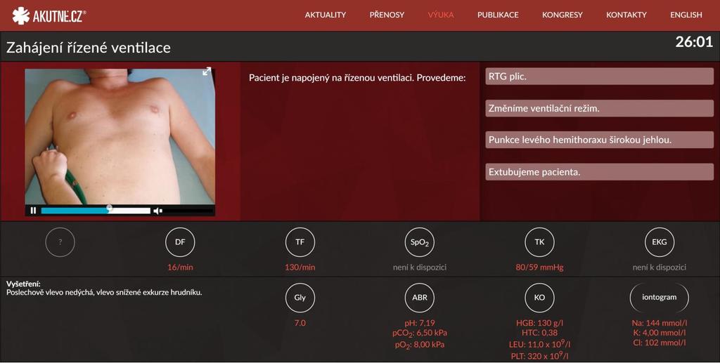 Interaktivní algoritmus - schéma Název uzlu Popis klinické situace Multimediální materiál: obrázek