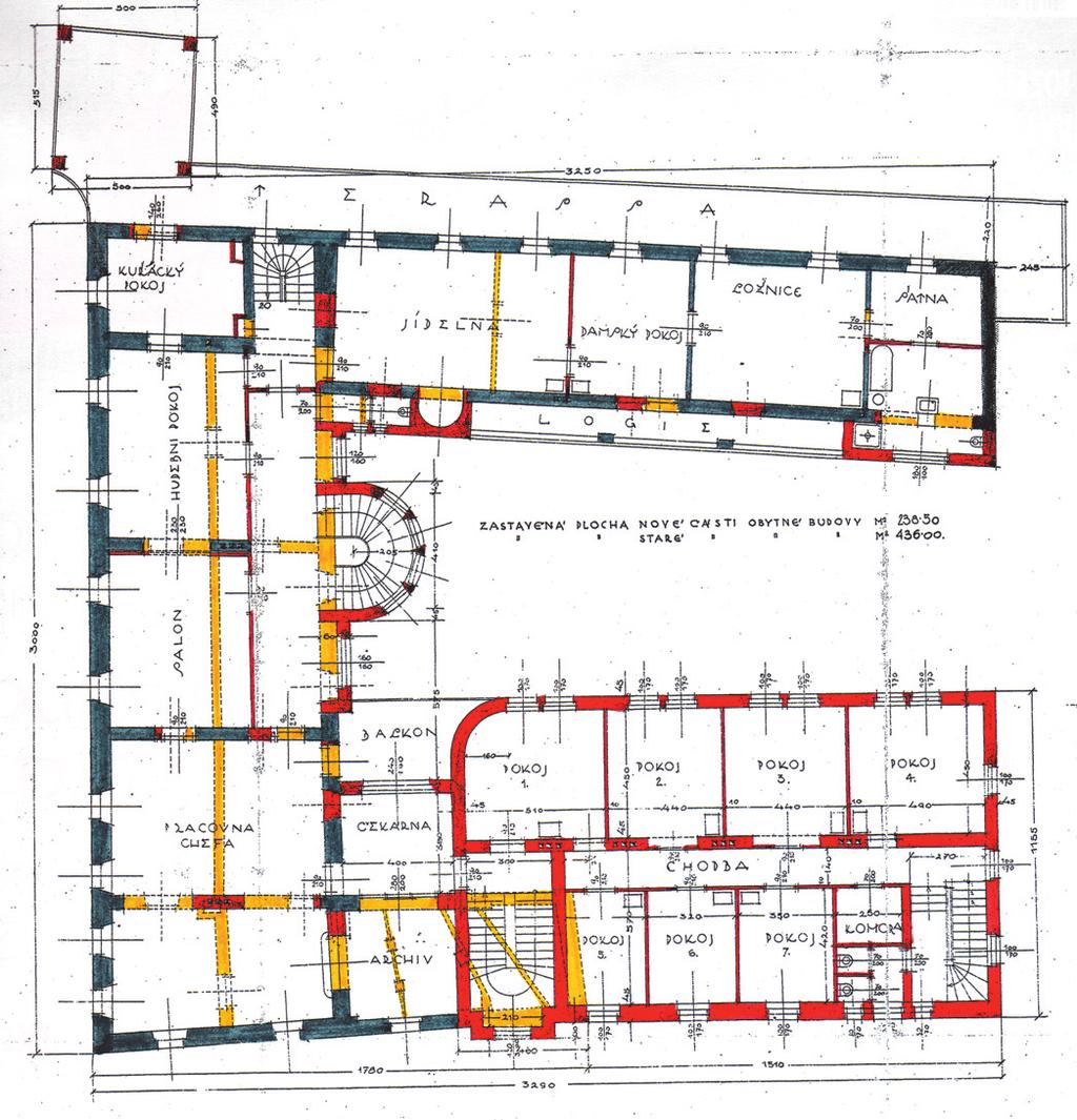 PrÛzkumY památek XIV - 2/2007 Obr. 29: Hřebenka, první varianta projektu na rekonstrukci usedlosti půdorys patra, arch. F. Kavalír, 1924 (Archív stavebního úřadu městské části Praha 5).